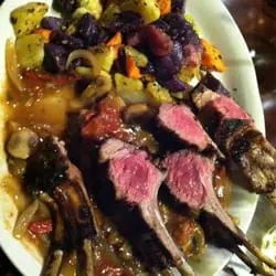 A zoom in view delicious lamb chop dish